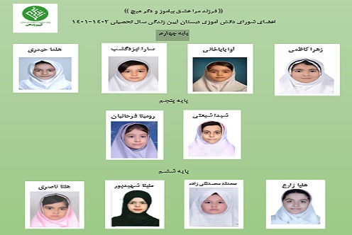 اعضای شورای دانش آموزی